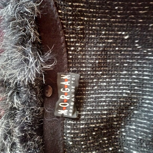 MORGAN DE TOI FRANCE FAUX FUR SWEATER COAT S NEW - Picture 4 of 11